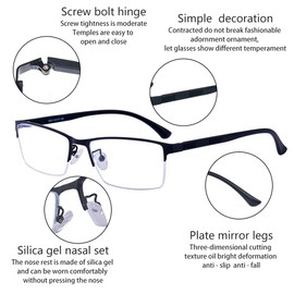 ALWAYSUV Classic TR90 Half Frame Myopia glasses Clear Lens Black Distance shortsighted nearsighted Glasses -2.0