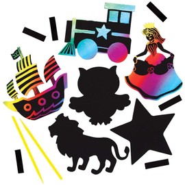 Baker Ross FE496 Rainbow Scratch Art Magnets - Pack of 20, Engraving Art for Children, Creative Activities for Kids, Art Set for Creative Minds