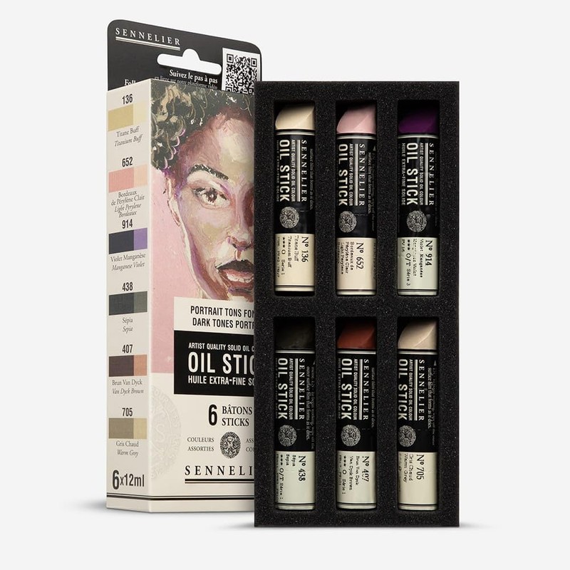 Sennelier Set of 6 Mini Oil Sticks - Dark Colours