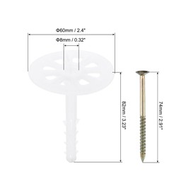 PATIKIL 82mm Perforated Insulation Pins, 50 Pack Insulating Nails Wall Plug Plastic Expansion Bolt for Fixing Foam Boards to Masonry Wall or Ceiling