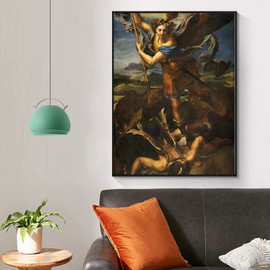 KWAY St. Michael Slaying The Devil by Raphael Art Canvas Print - Unframed Famous Fine Art Oil Painting Reproduction Canvas Wall Art Renaissance Art Home Decor (12x16in/30x40cm)