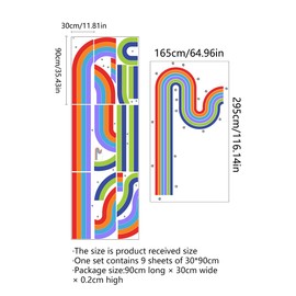 Removable Boho Simple Line Geometric Wall Stickers 3D Colorful Rainbow Abstract Line Wall Decals DIY Peel and Stick Minimalist Aesthetic Poster Wall Decor for Bedroom Living Room Office Decoration (A)