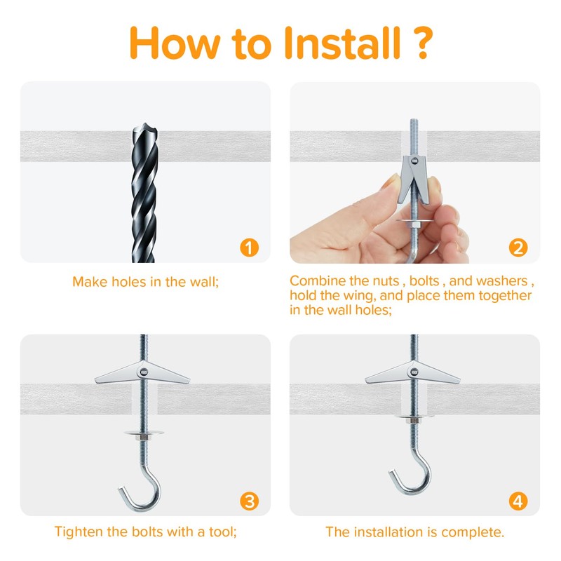 Lyeteung 7 Sets M5 Wing Spring Hook, Spring Toggle Wing