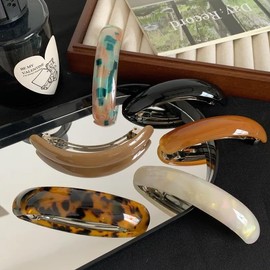 Comfort Fashionably 2pc Hair Barrettes for Women, 2 Pcs Barrettes for Fine Thin Thick Hair, 3 Inch Acetate Small Clips Barrette No Slip, French Shell Womens Girls Accessories (Beige Taupe)