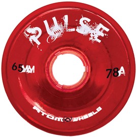 Atom Skates Pulse Outdoor Quad Roller Wheels (Hardness 78A, 65mm x 37mm, Red, Set of 4)