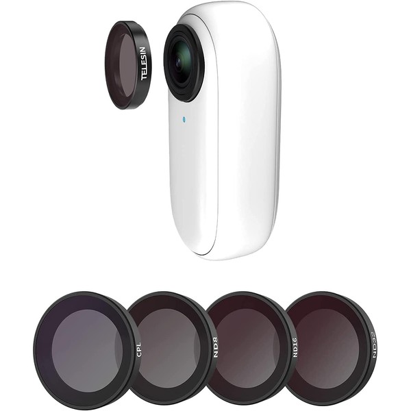 TELESIN Camera Lens Filter Set for Insta360 GO 3, 4 Pack CPL ND32 ND16 ND8 Polarising Filter Neutral Density HD Protective Cover for Insta 360 GO 3 Accessories