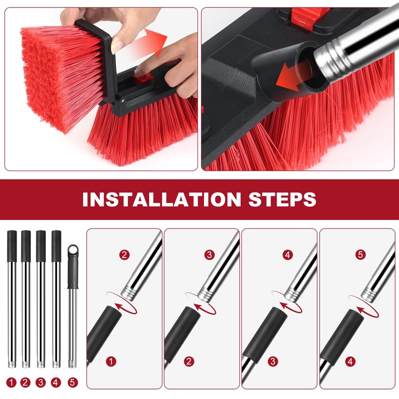 18inch Heavy-Duty Push Broom 70 in Handle Stiff Bristles Outdoor