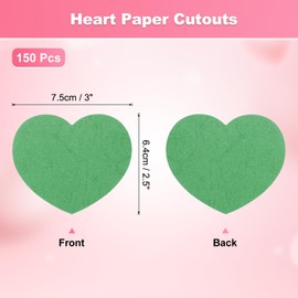 MECCANIXITY 150PCS Heart Paper Cutouts 2.5 Inch Small Heart Shaped Tags for Valentine's Day Craft Classroom Bulletin Board, Green