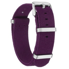 HARFINGTON Elastic Nylon Watch Band 20mm One-Piece French Watch Strap Waterproof Replacement Wristwatch Strap with Silver Buckle for Men Women, Purple