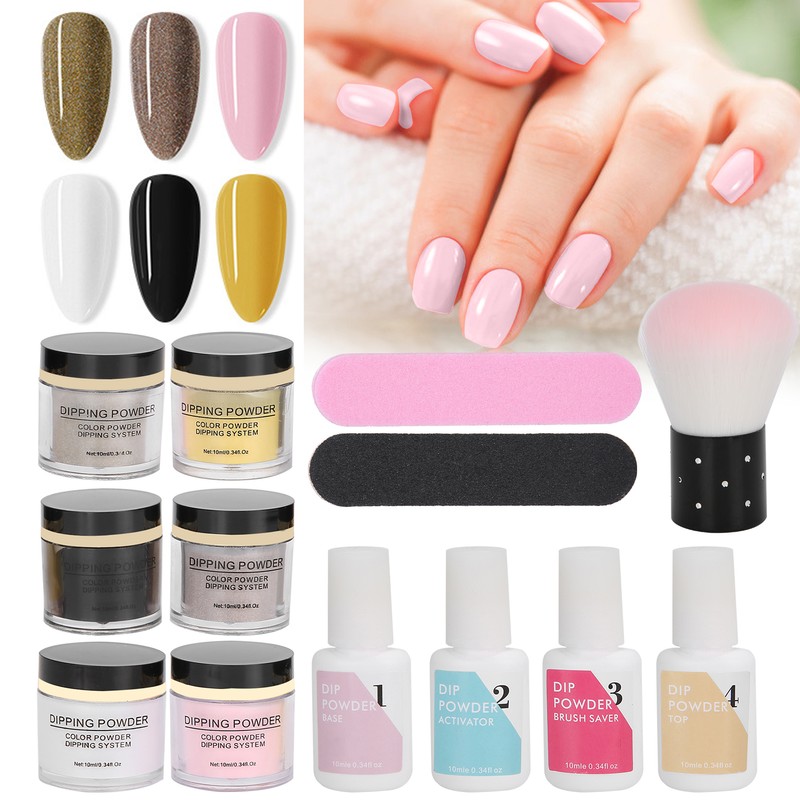 Nail Dipping Powder Set Nail Art Powder Top Base Coat