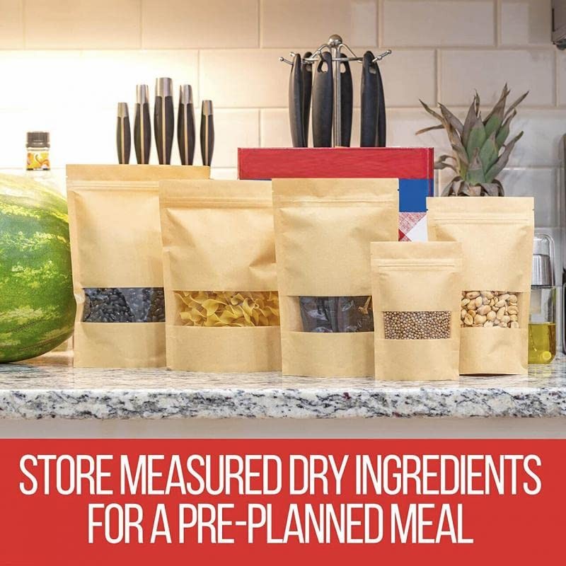 10-200x Stand Up Bag Kraft Paper Seal Packaging Window Zip