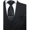 Jemygins Men’s Wedding Checked Ties and Handkerchiefs - Plain Set