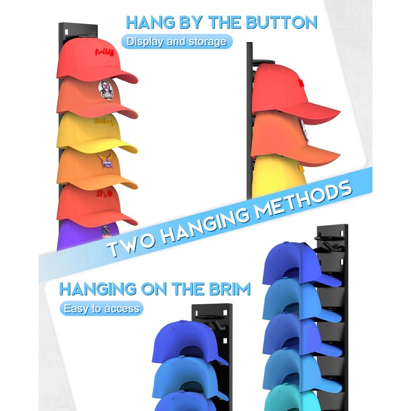 2 Pack Hat Organizer for Baseball Caps, Hat Rack for