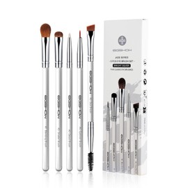 EIGSHOW 5 Pcs Eye Makeup Brush Set, Everyday Eye Essential Makeup Brushes with Blending, Eyeshadow, Detail, Eyeliner, Eyebrow Brushes(White)