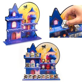 AUFGELD Display Shelf Compatible with Funko Bitty, Organizing Racks for Bitty Pops, Bitty Stand, Wallmountable Bitty Floating Shelf, Spooky Castle for Harry The Wizards