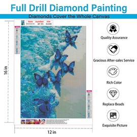 EIBEILI Diamond Painting Kits for Adults DIY 5D Diamond Art Paint with Round Diamonds Full Dril Gem Art Beach Butterfly Painting Kit for Home Wall Decor Gifts 12x16inch