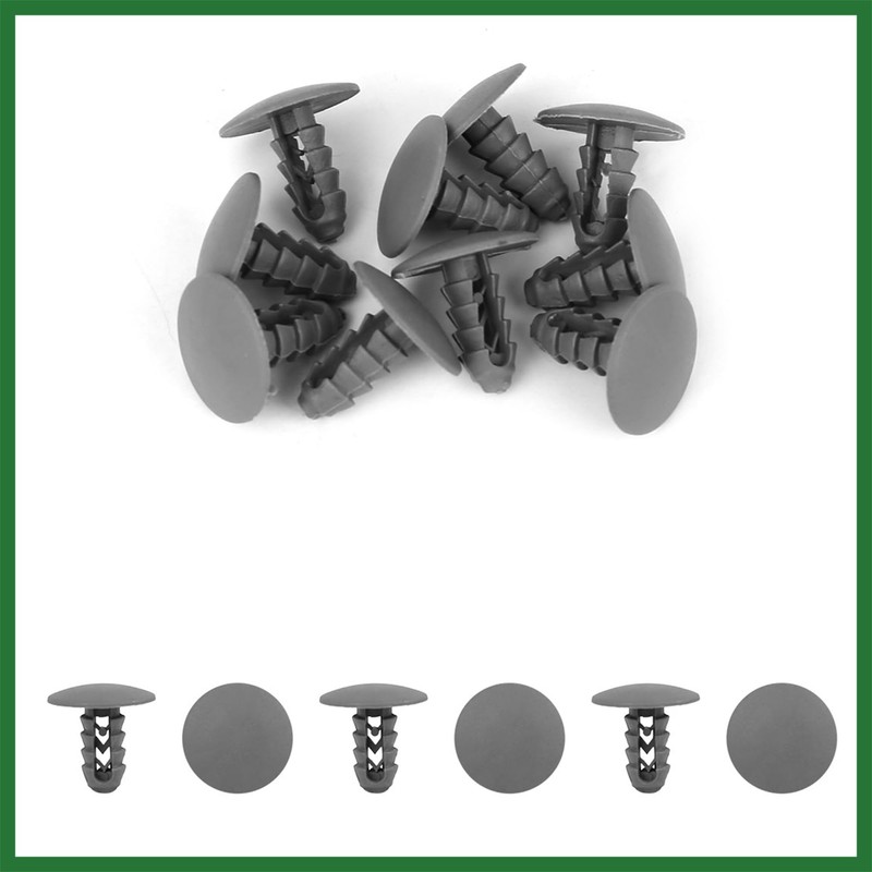 Motoforti 10Pcs 8mm Gray Plastic Rivets Fender Trunk Retainer Fastener