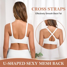 heekpek Bras for Women Non Wired Seamless Wireless Comfort Push Up Bra Full Support Full Coverage Sleep Everyday Bra, White, XL