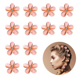Pack of 12 Mini Hair Clips, Small Hair Clips, Flower Hair Clips for Women, Girls, Cute Mini Hair Spirals Clip, Small Hair Clip for Photo, Everyday, Party, Wedding (Orange)