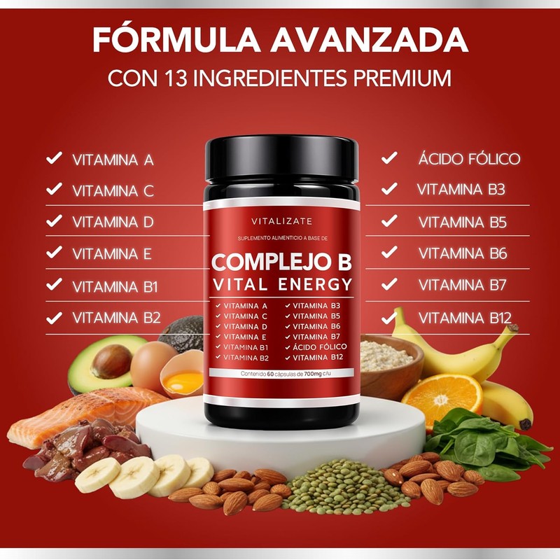 Complejo B Completo - Suplemento Potenciado - Incluye Vitaminas (B1,