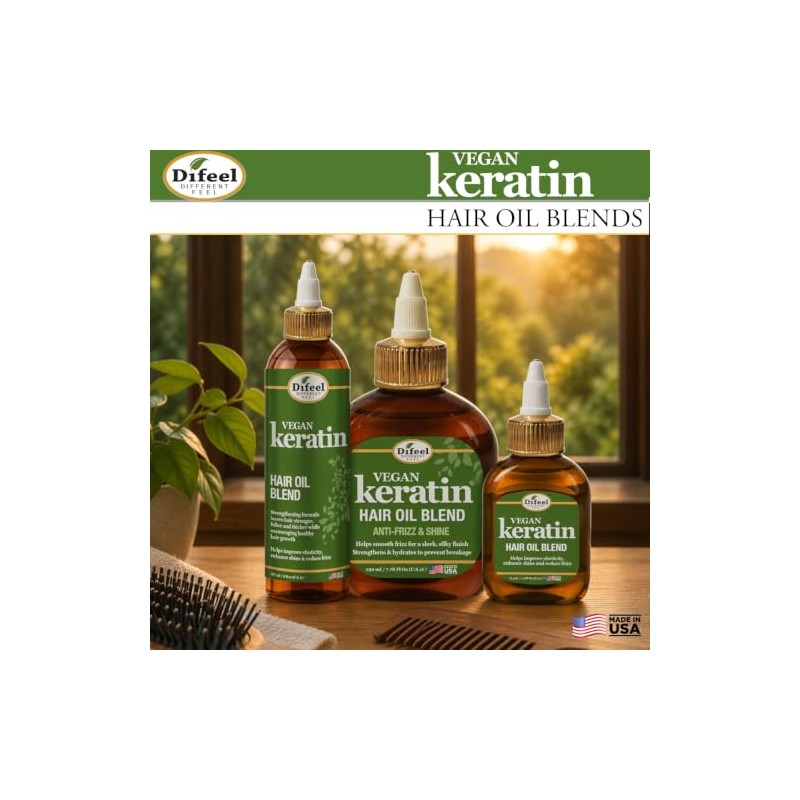 Difeel Vegan Keratin Premium Hair Oil - Anti Frizz &