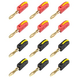 Banana Plug 4 mm, Pack of 12 Banana Plugs Speakers, 32A High Current Banana Plugs, Screwable Banana Plug for Cable Boxes Power Amplifiers Receiver Stereo Systems