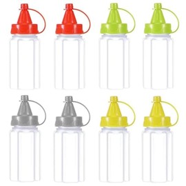 THJOPOKEEL 8 botellas de dosificador mini de 1 onzas para condimentos de ketchup multicolor para ensalada de miel, mostaza, aderezo, salsa, bento