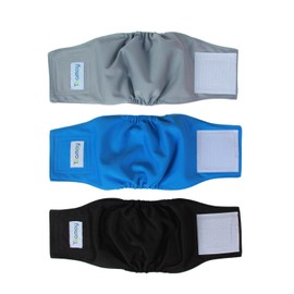 Teamoy Reusable Wrap Diapers for Male Dogs, Washable Puppy Belly Band Pack of 3 (XS, 7"-9" Waist, Black+ Gray+ Lake Blue)