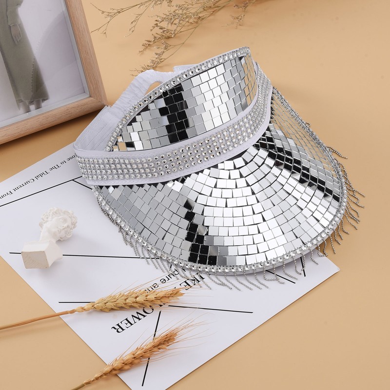 Glitter Mirror Sun Hat Silver For Summer Beach