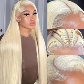 Xojao 26 Inch Blonde Lace Front Wig Human Hair 13x4 Straight 613 Lace Front Wigs Pre Plucked With Baby Hair Glueless Wigs Human Hair 180% Density