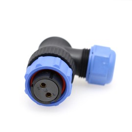 SZRMCC SP21 Connector Right Angle 2 Pin Female 12V 30A Circular Aviation Connector Plug IP68 Waterproof Industrial for BLUETTI AC200MAX Solar Power Station (Female)