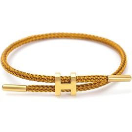 Afoxon 2inch Bracelets for Women Adjustable Charm Bracelet, plated Buckle Design Titanium Steel Wire Rope Women's Gift (Gold Bracelet)