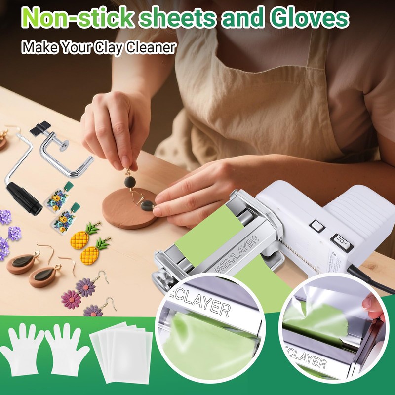 WECLAYER Electric Polymer Clay Press Machine Set,Dual Mode Clay Roller