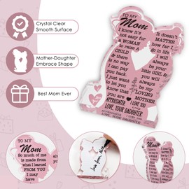 Mom Gifts Mothers Day Birthday Gifts from Daughter, Mom Birthday Gift Ideas Cool I Love Mom Best Mom Ever Gifts New Mom Single Mom Christmas 2025 Mother's Day Easter Gift Acrylic Plaque Sign