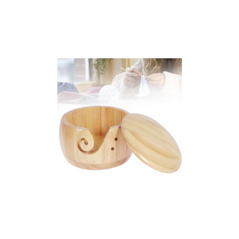 Wooden Yarn Bowl for Knitting & Crochet - Smooth Pine
