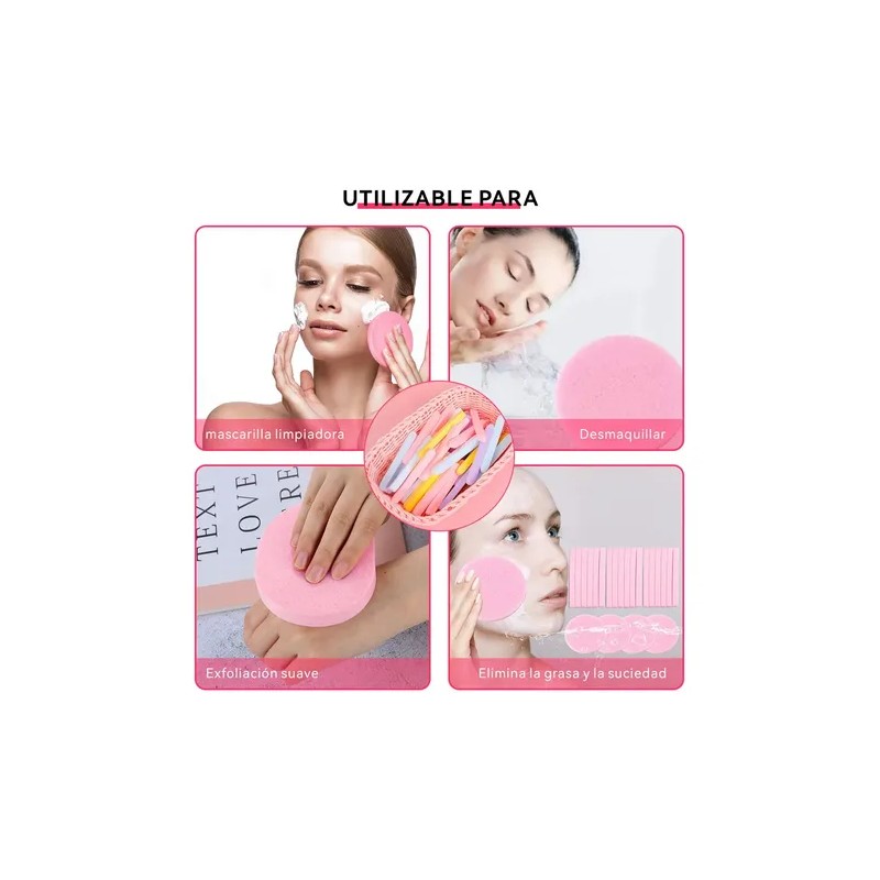 120 Pc Esponja Facial Comprimida Para Limpieza Y Exfoliación