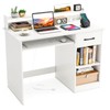 Tangkula White Desk with Drawer & Keyboard Tray, Home Office