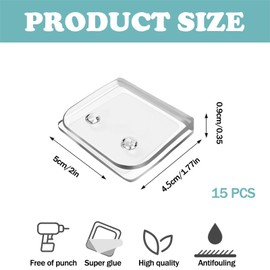 Binxus 15 Pcs Clear Shower Curtain Clips Self-Adhesive Shower Splash Guard Hold to Keep Water Windproof for Shower Liners Curtains