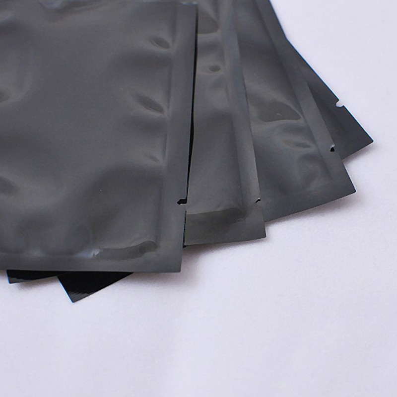 100x Premium Glossy Black Mylar Foil Open Top Pouch +