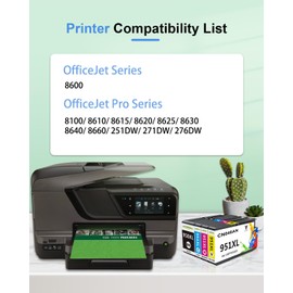 950xl 951xl Ink cartridges Combo Pack (4-Pack, BK/C/M/Y) Compatible for hp 950 951 Ink cartridges Combo Pack Replacement for HP OfficeJet Pro 8100 8600 8610 8615 8620 8625 8630 251DW 276DW Printers