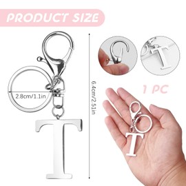 ORUZA Letter Keyring Alphabet Initial Keychain, Metal Letter Key Ring for Women Men Handbag Wallet Purses Letter T