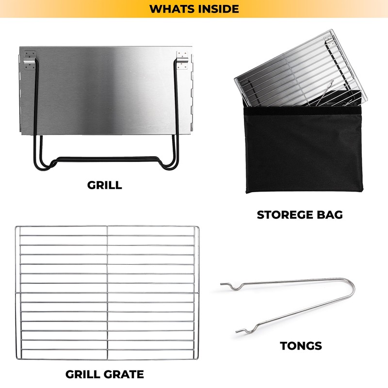 ZONETECH Portable Camping Stainless-Steel Grill and Fire Pit, Tabletop Charcoal