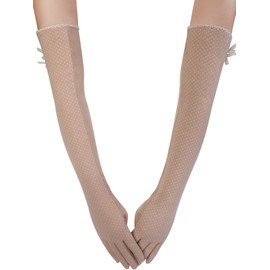 Women UV Protection Driving Gloves Breathable Sun Block Gloves for Summer Riding Supplies (Khaki)