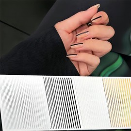 4 Colors ins Minimalist Style Nail Stickers,French Line Nail Art Sticker for Man Woman (4 Sheets)+Nail Sticker Specialized Tweezers