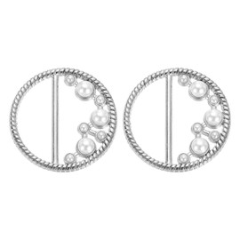 sourcing map 2pcs Silk Scarf Ring Clip, Pearl Twist Shape T-Shirt Ties Clips Kit Clothes Corner Knotted Button Waist Buckle Wrap Holder for Women Shawl Shirts Clothing, Silver