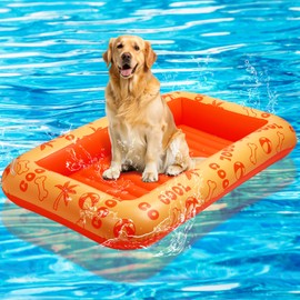 JellyArch Dog Float for Pool Inflatable Dog Pool Float for Summer Foldable Pet Summer Rafts Puppy Raft Inflatable Dry Pet Raft for Small Medium and Large Dogs, Hold up to 110 Pounds(Orange)