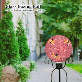 VCUTEKA Gazing Ball, 8" Glass Gazing Balls Sphere for Garden Lawn Outdoor Ornament Yard Decorative, Bee