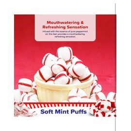 Soft Peppermint Puffs, Soft Peppermint Candy, Soft Mints Individually Wrapped Candy | Gluten-Free, Non-GMO Verified, Kosher, Allergen Free - Each 4 Oz Bag | (2- Pack)