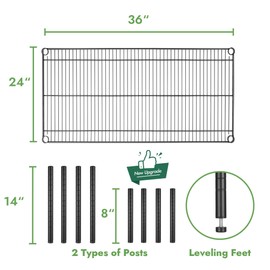APLSS Dunnage Storage Rack, 24"×36"×14"(8"), NSF Certified, Height Adjustable, Moist&Dry Enviroments, for Kitchen Garage Walk-in Cooler&Freezer Dishroom, 800 Lbs Capacity,