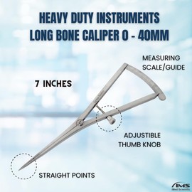 CASTROVIEJO Caliper Graduated 0-40mm Scale Measuring & Marking Device with Adjustable Thumbscrew Stainless Steel Ophthalmic Surgical Instruments - 7" STR